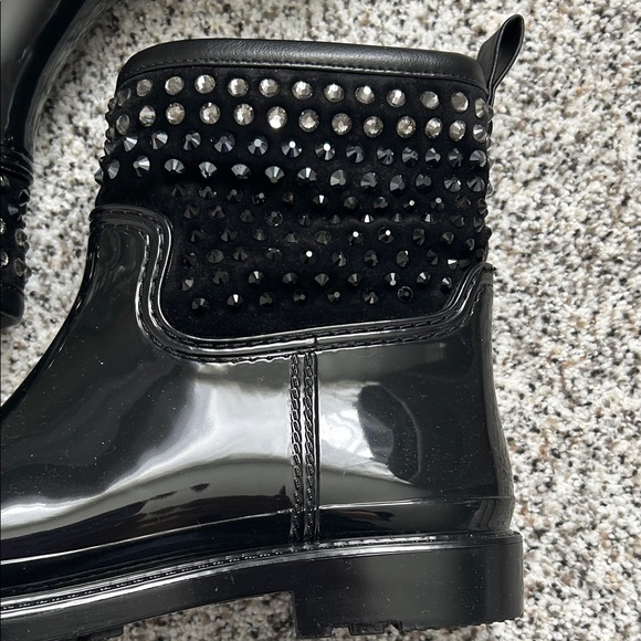 Michael Kors Glossy Black Studded Boots - Picture 8 of 11